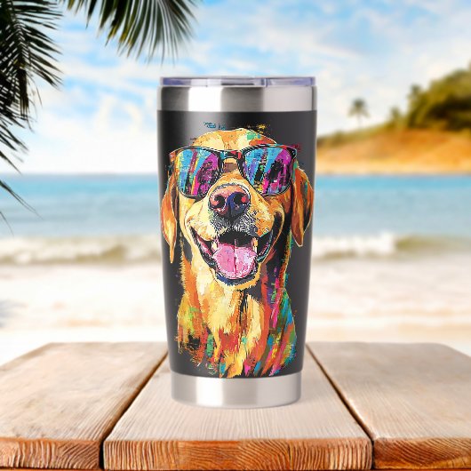 Labrador Retriever Dog Pet Art Sunglasses Labrador Thermobecher (Strand (gedreht))