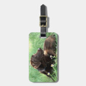 Labrador Retriever Dog Portrait in violetten Blume Gepäckanhänger (Vorderseite vertikal)