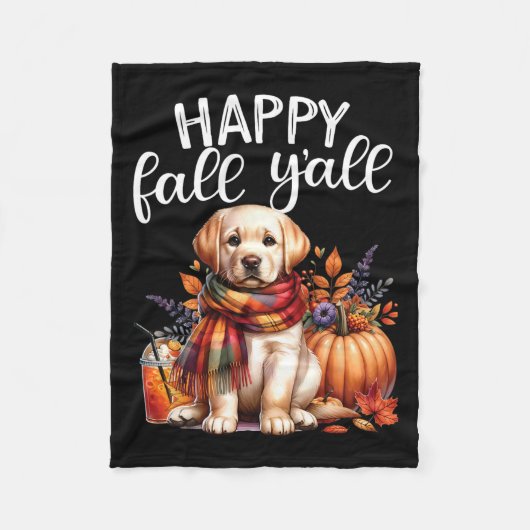 Labrador Retriever Dog Pumpkin Gewürz Happy Fall Y Fleecedecke (Vorderseite)