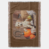Labrador Retriever Dog & Pumpkins Brown Decke (Vorderseite Vertikal)