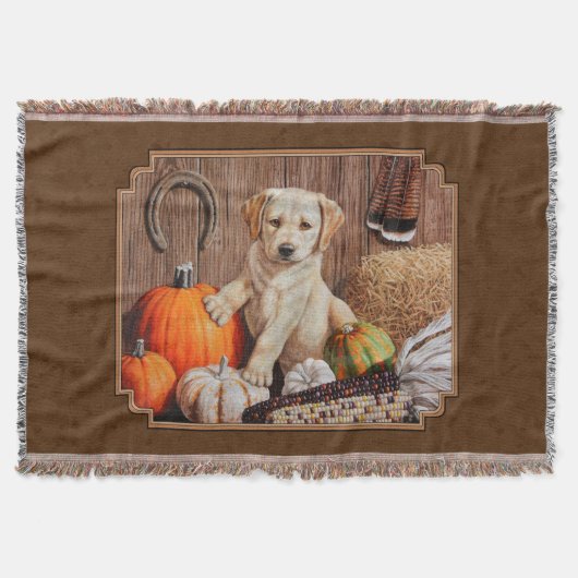 Labrador Retriever Dog & Pumpkins Brown Decke (Vorderseite)
