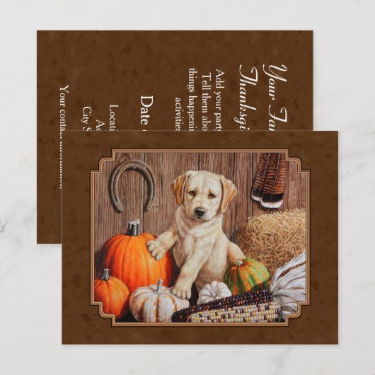 Labrador Retriever Dog & Pumpkins Brown Einladung (Vorne/Hinten)