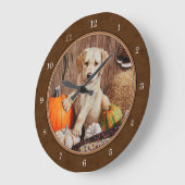 Labrador Retriever Dog & Pumpkins Brown Große Wanduhr (Winkel)