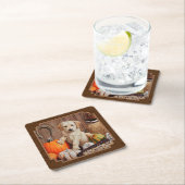 Labrador Retriever Dog & Pumpkins Brown Rechteckiger Pappuntersetzer (Vor Ort)