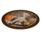 Labrador Retriever Dog & Pumpkins Brown Schneidebrett (Ecke)