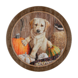 Labrador Retriever Dog & Pumpkins Brown Schneidebrett