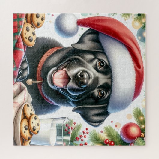 Labrador Retriever Dog Santa Cookies Weihnachten Puzzle (Horizontal)