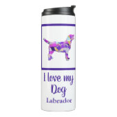Labrador Retriever Dog Silhouette Lila PY&B Thermosbecher (Nach links gedreht)