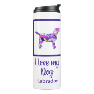 Labrador Retriever Dog Silhouette Lila PY&B Thermosbecher