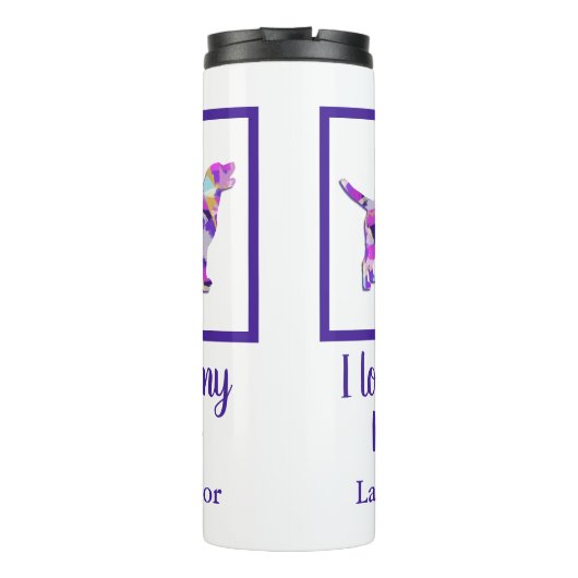 Labrador Retriever Dog Silhouette Lila PY&B Thermosbecher (Rückseite)