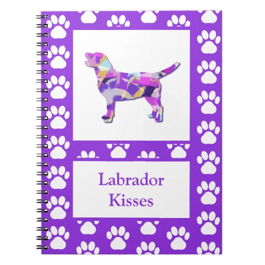 Labrador Retriever Dog Silhouette Paw Lila PY&B Notizblock (Vorderseite)