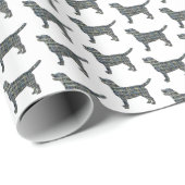 Labrador Retriever Dog Silhouette Y&B Grid White Geschenkpapier (Rolleneckpunkt)