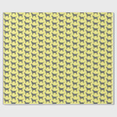 Labrador Retriever Dog Silhouette Y&B Grid Yellow Geschenkpapier (Flach)