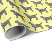 Labrador Retriever Dog Silhouette Y&B Grid Yellow Geschenkpapier (Rolleneckpunkt)