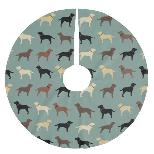 Labrador Retriever Dog Silhouetten Labradore Weihn Polyester Weihnachtsbaumdecke (Vorderseite)