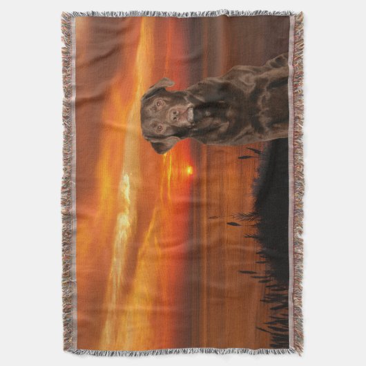 Labrador Retriever Dog Sunset Throw Blanket Decke (Vorderseite Vertikal)