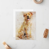 Labrador Retriever Dog Watercolor Portrait 04 Mitteilungskarte (Vorderseite/Rückseite Beispiel)