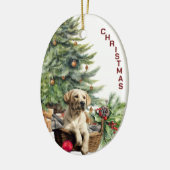 Labrador Retriever Dog Wicker Korb Weihnachten Keramik Ornament (Links)