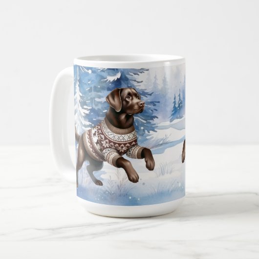 Labrador Retriever Dog Winter Holiday Weihnachten Kaffeetasse (Vorderseite Links)
