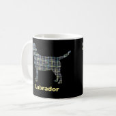 Labrador Retriever Dog Yellow & Blue Grid Kaffeetasse (Vorderseite Links)