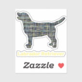 Labrador Retriever Dog Yellow & Blue Grid Sticker (Blatt)