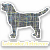 Labrador Retriever Dog Yellow & Blue Grid Sticker (Vorderseite)
