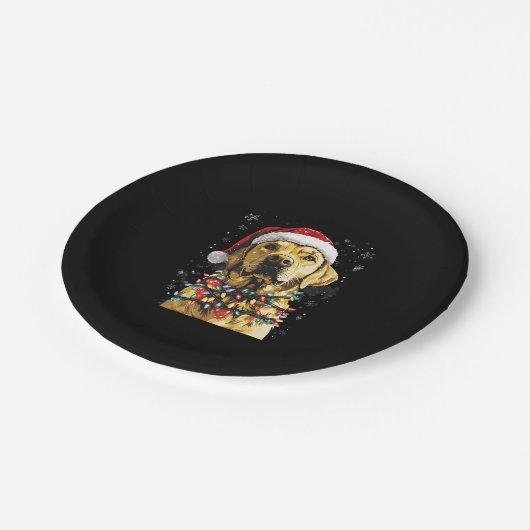 Labrador Retriever Dogs Tree Christmas Sweater Xma Pappteller (Schrägansicht)