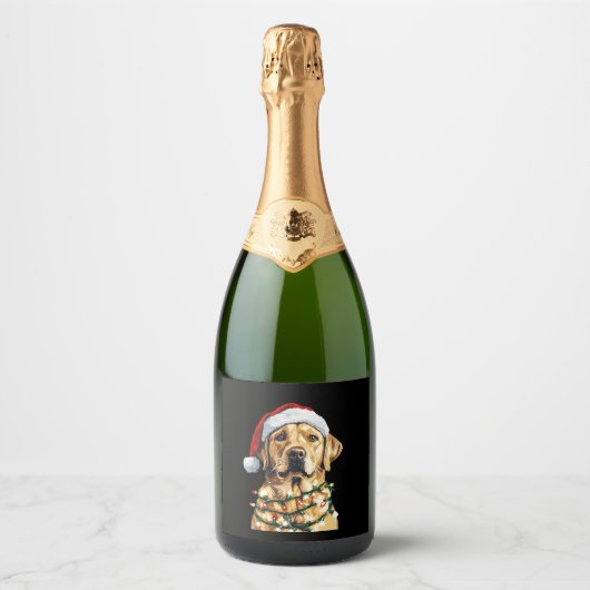 Labrador Retriever Dogs Tree Christmas Sweater Xma Schaumweinetikett (Vorderseite)