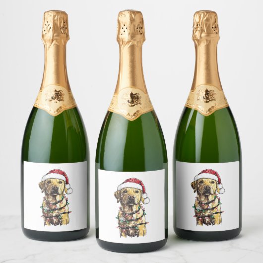 Labrador Retriever Dogs Tree Christmas Sweater Xma Schaumweinetikett (Flaschen)