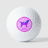 Labrador Retriever Dose Silhouette Rosa Monogramm Golfball (Vorderseite)
