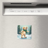 Labrador Retriever Eislaufen Weihnachtsbild Magnet (In Situ (Geschirrspüler))