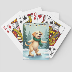 Labrador Retriever Eislaufen Weihnachtsmalerei Spielkarten