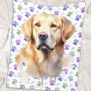 Labrador Retriever farbenfrohe Paw Prints Dog Love Fleecedecke