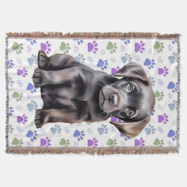 Labrador Retriever farbenfrohe Paw Prints Puppy Do Decke
