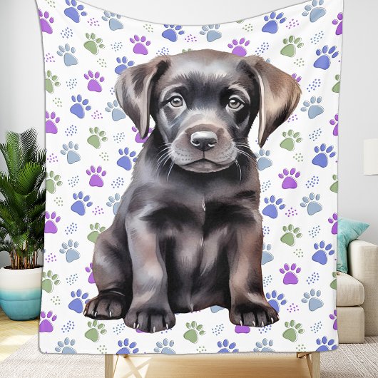 Labrador Retriever farbenfrohe Paw Prints Puppy Do Fleecedecke