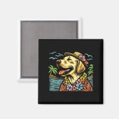Labrador Retriever Floral Trocal Summer Vibes Hawa Magnet (Vorderseite/Rückseite)