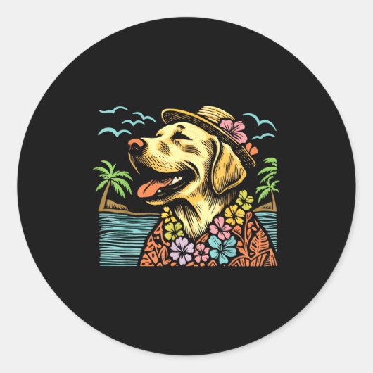 Labrador Retriever Floral Trocal Summer Vibes Hawa Runder Aufkleber (Vorderseite)