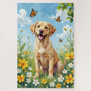 Labrador Retriever Frühlingsblumen Süßer Hund Puzzle