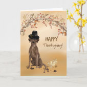 Labrador Retriever Funny Pilgrim Hat Erntedank Karte (Gelbe Blume)