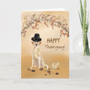Labrador Retriever Funny Pilgrim Hat Erntedank Karte