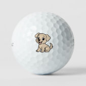 Labrador Retriever Gelb Cartoon Sitzend Golfball (Vorderseite)