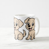 Labrador Retriever Gelb Cartoon Sitzend Kaffeetasse (VorderseiteRechts)
