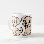 Labrador Retriever Gelb Cartoon Sitzend Kaffeetasse (Vorderseite Links)