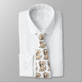 Labrador Retriever Gelb Cartoon Sitzend Krawatte (Gebunden)