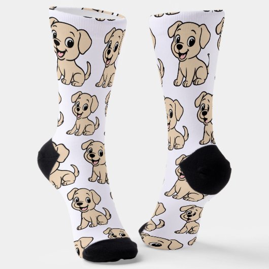 Labrador Retriever Gelb Cartoon Sitzend Socken (Gewinkelt)