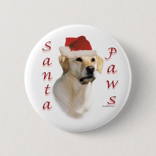 Labrador Retriever (gelb) Santa Paws Button (Vorderseite)