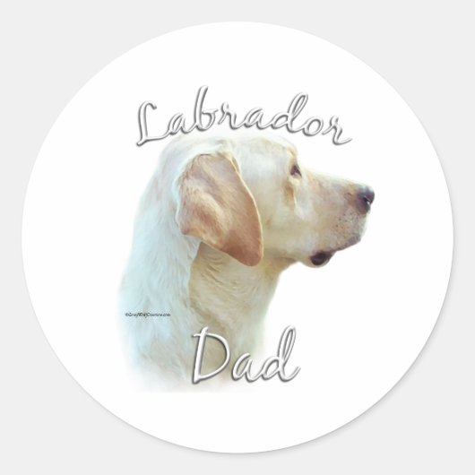 Labrador Retriever (gelb) Vater 2 Runder Aufkleber (Vorderseite)