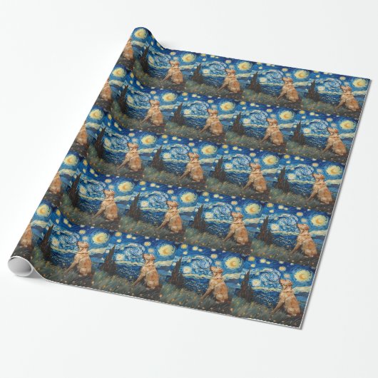 Labrador Retriever Gelbe Labrador Hund Starry Nigh Geschenkpapier (Ungerollt)