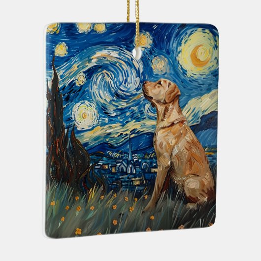 Labrador Retriever Gelbe Labrador Hund Starry Nigh Keramikornament (Rechts)