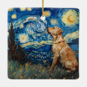 Labrador Retriever Gelbe Labrador Hund Starry Nigh Keramikornament (Rückseite)